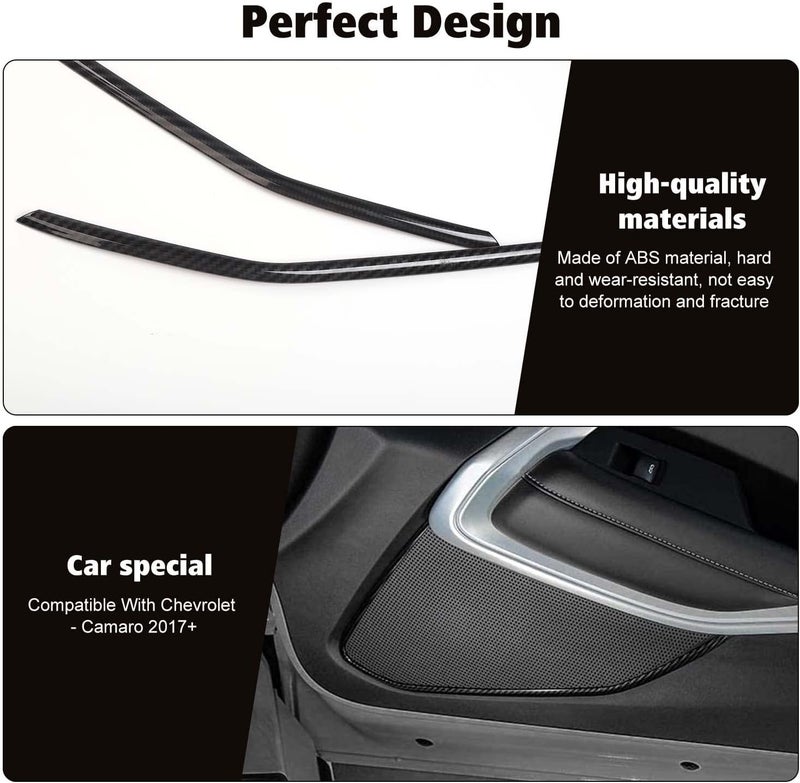 RT-TCZ Carbon Fiber Door Interior Trim Cover Decor Audio Speaker Panel Interior Accessories for Chevrolet Camaro 2017-2022 - Image 3